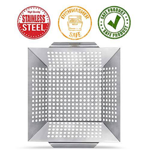 3 Pack Grill Baskets for Outdoor Grill, Heavy Duty Stainless Steel Vegetable Grill Basket - Grill Parts America