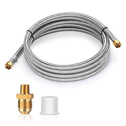 WADEO 12 FT Stainless Steel Propane Extension Hose with Both 3/8" Female Flare, Comes with 3/8" Flare M X 1/8" MNPT - Grill Parts America