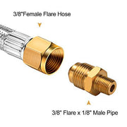 WADEO 12 FT Stainless Steel Propane Extension Hose with Both 3/8" Female Flare, Comes with 3/8" Flare M X 1/8" MNPT - Grill Parts America