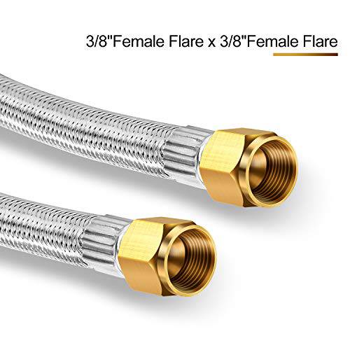 WADEO 12 FT Stainless Steel Propane Extension Hose with Both 3/8" Female Flare, Comes with 3/8" Flare M X 1/8" MNPT - Grill Parts America