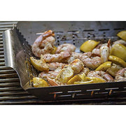 Weber 6434 Deluxe Stainless Steel Grilling Basket Large Bundle with Deco Essentials Pair of Red Heat Resistant Oven Mitt - Grill Parts America