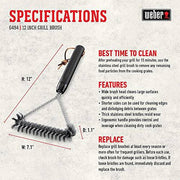 Weber 6494 12-Inch 3-Sided Grill Brush - Grill Parts America