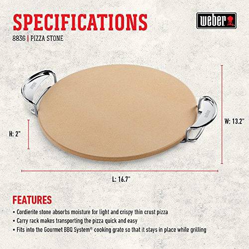 Weber 8836 Gourmet BBQ System Pizza Stone with Carry Rack - Grill Parts America