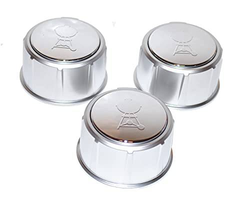 Weber 68845 3pk 2-1/2" Chrome Plated Control Knobs for Spirit 335 Model Years 2019+ (with Up Front Controls). - Grill Parts America