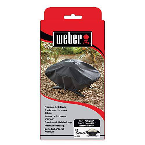 Weber 7117 Premium Grill Cover, Fits Q 100/1000 Series, Black - Grill Parts America