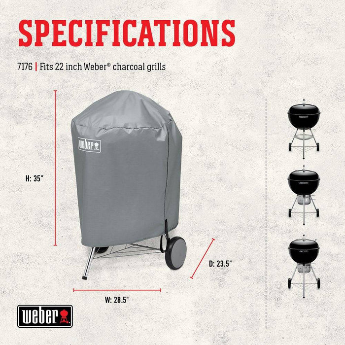 Weber 7176 22 Inch Charcoal Kettle Grill Cover - Grill Parts America