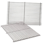Weber 7528 Stainless Steel Cooking Grates Genesis 300 Series Grills Bundle with Deco Essentials Pair of Red Heat Resistant Oven Mitt - Grill Parts America