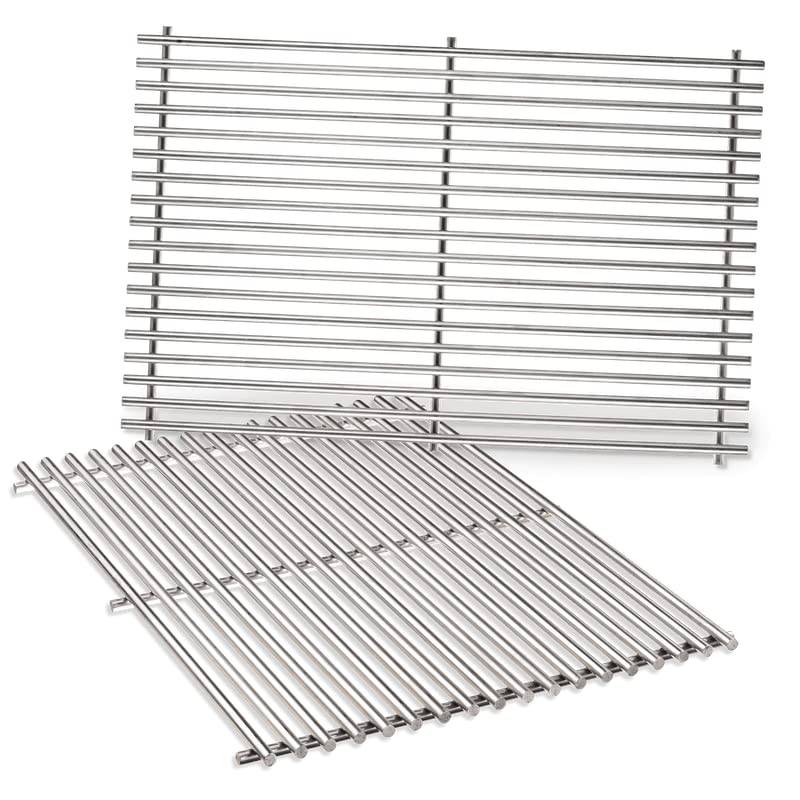 Weber 7528 Stainless Steel Cooking Grates Genesis 300 Series Grills Bundle with Deco Essentials Pair of Red Heat Resistant Oven Mitt - Grill Parts America