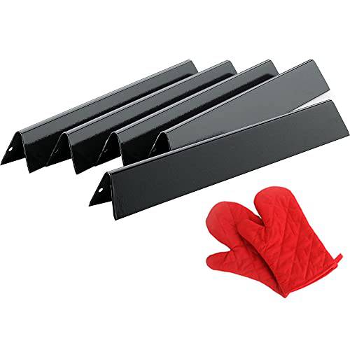 Weber 7621 Flavorizer Bar Set 300 Series Grills Gray Bundle with Deco Essentials Pair of Red Heat Resistant Oven Mitt - Grill Parts America