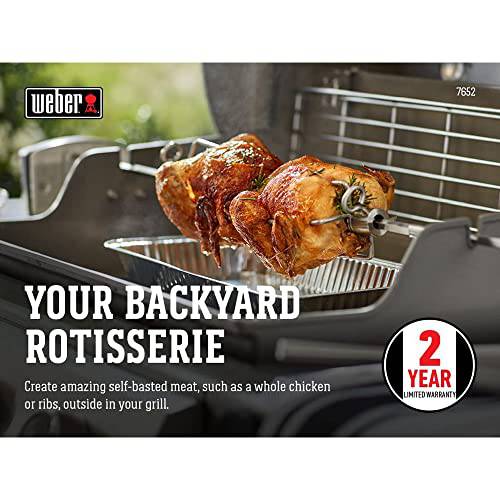 Weber 7652 Rotisserie for Weber Genesis II and Genesis II LX 200 / 300 Grills Bundle with Deco Essentials Pair of Red Heat Resistant Oven Mitt - Grill Parts America