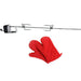 Weber 7652 Rotisserie for Weber Genesis II and Genesis II LX 200 / 300 Grills Bundle with Deco Essentials Pair of Red Heat Resistant Oven Mitt - Grill Parts America