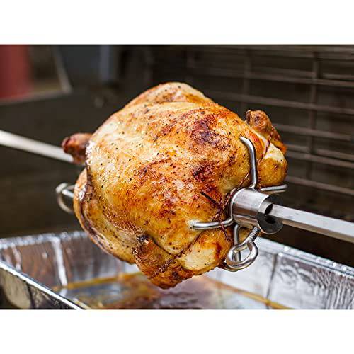 Weber 7652 Rotisserie for Weber Genesis II and Genesis II LX 200 / 300 Grills Bundle with Deco Essentials Pair of Red Heat Resistant Oven Mitt - Grill Parts America