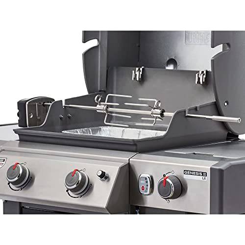 Weber 7652 Rotisserie for Weber Genesis II and Genesis II LX 200 / 300 Grills Bundle with Deco Essentials Pair of Red Heat Resistant Oven Mitt - Grill Parts America