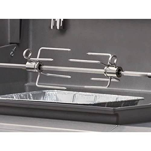 Weber 7652 Rotisserie for Weber Genesis II and Genesis II LX 200 / 300 Grills Bundle with Deco Essentials Pair of Red Heat Resistant Oven Mitt - Grill Parts America