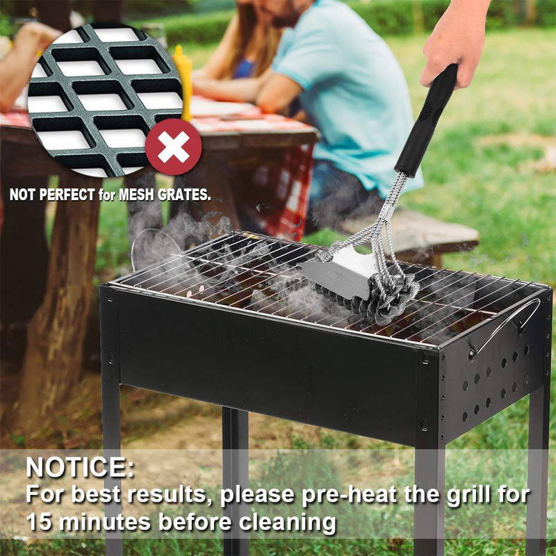 GRILLART Grill Brush Bristle Free - Safe BBQ Cleaning Grill Brush and Scraper - 18" Best Stainless Steel - Grill Parts America