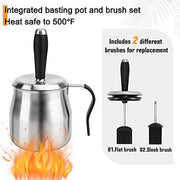 WEQUALITY 32oz Basting Pot with 2 Replaceable Basting Brush Set - Grill Parts America