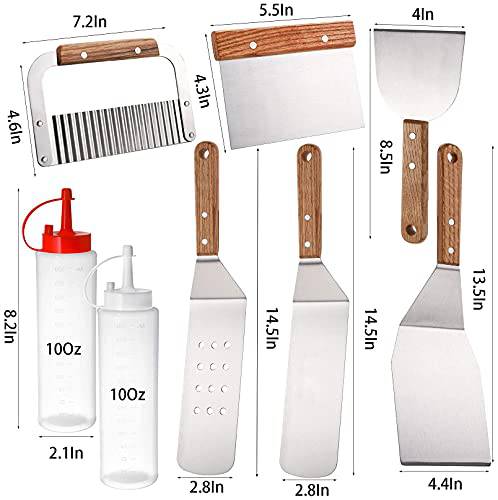 WUWEOT 8 Pack Professional Griddle Accessories Kit, Flat Top Griddle Spatulas Tool Kit with Heat-Resistant Handles - Grill Parts America