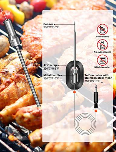 XPX Bluetooth Digital Charcoal Grill Thermometer, Smart Alarm Digital Instant Read Thermometer with 2 Probes - Grill Parts America