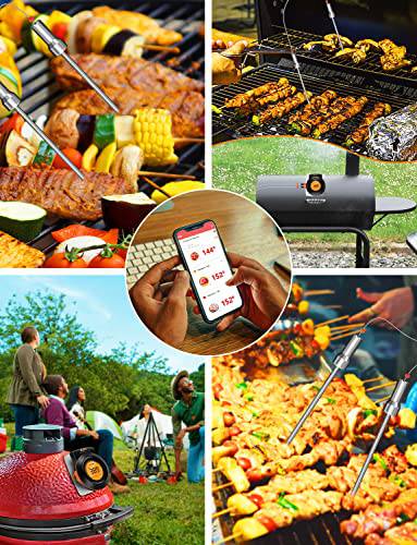 XPX Bluetooth Digital Charcoal Grill Thermometer, Smart Alarm Digital Instant Read Thermometer with 2 Probes - Grill Parts America