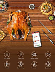 XPX Bluetooth Digital Charcoal Grill Thermometer, Smart Alarm Digital Instant Read Thermometer with 2 Probes - Grill Parts America