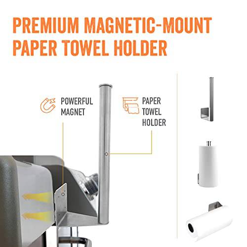 Yukon Glory Magnetic Paper Towel Holder for Refrigerator & Grill - Made of Durable Stainless Steel - The Paper Towel Holder Magnetic Mounting Makes it a Great Indoor & Outdoor Paper Towel Holder - Grill Parts America
