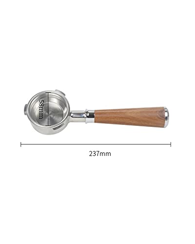 Espresso Machine Bottomless Portafilter58MM 3 Ears Portafilter Bottomless Filter Fit for Barsetto Coffee Machine Stainless Steel Holder Wooden Handle Accessory (Color : A) - Kitchen Parts America