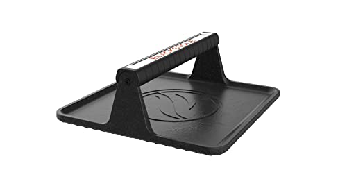 Blackstone XL Griddle Press, 5436, Cast Iron Smooth Grill Meat Press for Crispy Bacon, Evenly Cooked Steak & Healthier Hamburgers – Sandwich Sear Press, Black - Grill Parts America
