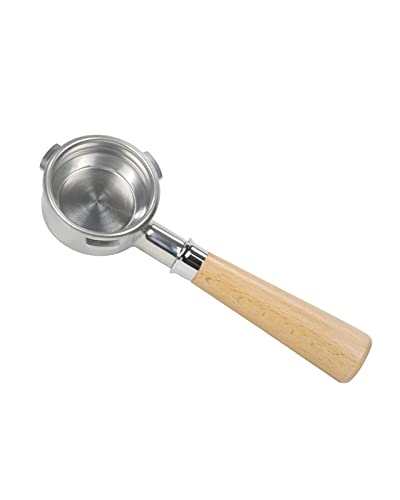 Espresso Machine Bottomless Portafilter58MM 3 Ears Portafilter Bottomless Filter Fit for Barsetto Coffee Machine Stainless Steel Holder Wooden Handle Accessory (Color : A) - Kitchen Parts America