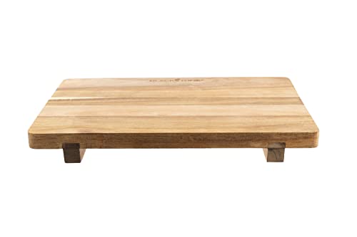 BLACKSTONE 5595 Solid Acacia Wood Griddle Cutting Board with Feet (17 x 12”)- Large and Lightweight, Premium Durable Quality to Chop Vegetables for Indoor, Outdoor, Kitchen, Easy to Clean (Rectangle) - Grill Parts America