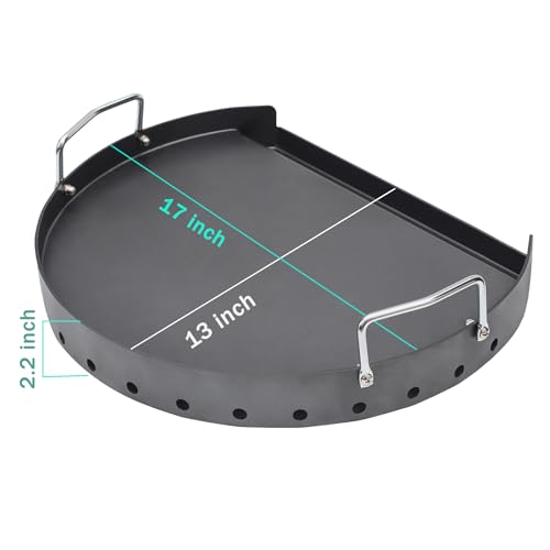 SafBbcue Non-stick Surface Round Universal Griddle for Weber Charcoal Grill and Other BBQ Grills,Nonstick Steel Flat Top Grill with Silicone Finger Sleeve,Stove Top Griddle for Camping&Parties,18"×13" - Grill Parts America