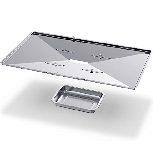Geesta Grill Grease Tray Set, Stainless Steel Grill Replacement Parts, 24" - 27" Adjustable Grill Drip Pans Fit for Gas Grill from Dyna Glo, Nexgrill, Backyard Grill, Expert, BHG, Kenmore and More - Grill Parts America
