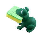 Animal Shape Novelty Kitchen Sponge Holder and Sponge Choice of Frog or Duck (Green Frog) - Grill Parts America