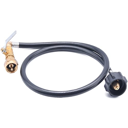 GasSaf 3FT Propane Refill Adapter Hose, Propane Refill Kit with ON/OFF Control Valve for Filling 1 lb Propane Tank Cylinder Bottle - Grill Parts America