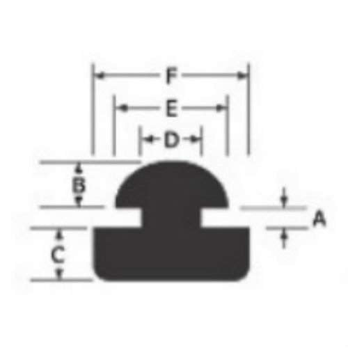 (8) Push-in Rubber Bumper Feet - Fits 1/2" Holes - 3/16 GW - 1" Bottom Base - Kitchen Parts America