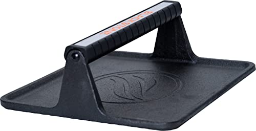 Blackstone XL Griddle Press, 5436, Cast Iron Smooth Grill Meat Press for Crispy Bacon, Evenly Cooked Steak & Healthier Hamburgers – Sandwich Sear Press, Black - Grill Parts America