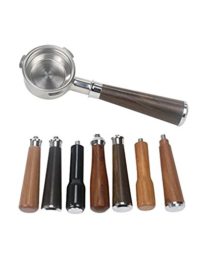 Espresso Machine Bottomless Portafilter58MM 3 Ears Portafilter Bottomless Filter Fit for Barsetto Coffee Machine Stainless Steel Holder Wooden Handle Accessory (Color : A) - Kitchen Parts America