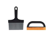 Blackstone 5059 Flat Grill & Griddle Cleaning Kit 5 Pieces Premium Flat Top Grill Accessories Cleaner Tool Set - 1 Stainless Steel 6" Scraper, 3 Scour Pads and 1 Handle Griddle Kit - Grill Parts America