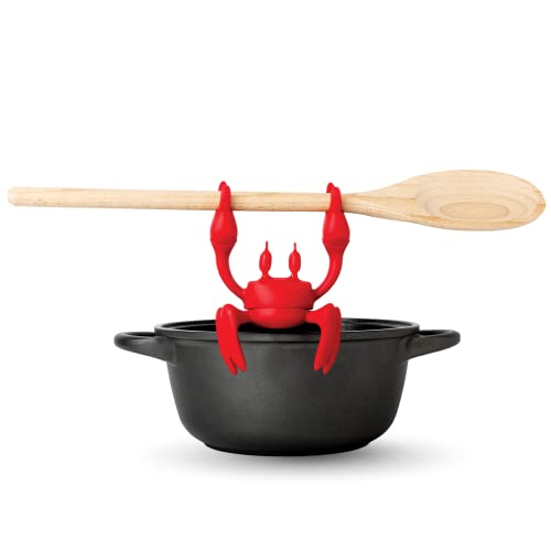 OTOTO Red the Crab Silicone Utensil Rest - Kitchen Gifts, Silicone Spoon Rest for Stove Top - Heat-Resistant Kitchen and Grill Utensil Holder - Non-Slip Spoon Holder Stove Organizer, Steam Releaser - Grill Parts America