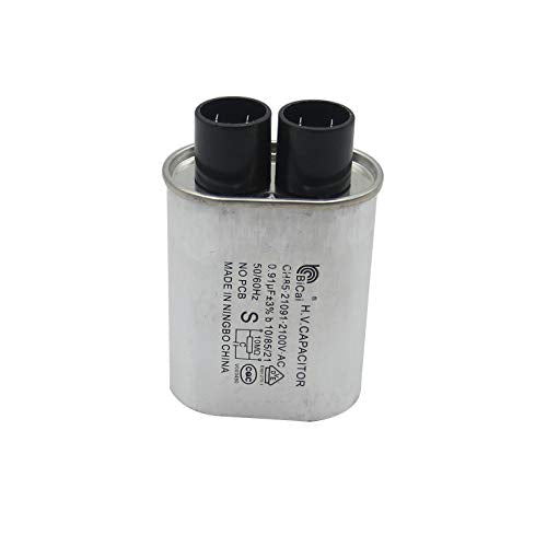 Meter Star CQC Universal Household Microwave HV Capacitor Replacement 2100V 0.91uF MFD Compatible ch85 21091 AC H.V.Capacitor 10/85/21 50/60Hz NO PCB - Grill Parts America