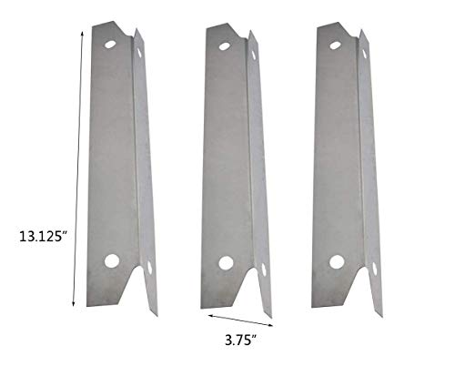 Votenli S9061A(3-Pack) S1048A(3-Pack) Replacement 13 1/8 inches Stainless Steel Heat Plates and Stainless Steel Grill Burner Crossover Tube for Brinkmann 810-3331-F - Grill Parts America
