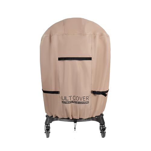 ULTCOVER Outdoor Waterproof Charcoal Kamado Joe Grill Cover for 22-24 inch Big Green Egg Char-Griller Char-Broil and Other Round Smokers Size Up to 36” Dia x 45” H - Grill Parts America