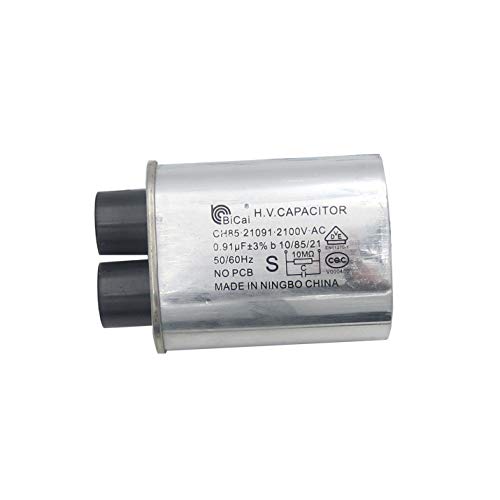 Meter Star CQC Universal Household Microwave HV Capacitor Replacement 2100V 0.91uF MFD Compatible ch85 21091 AC H.V.Capacitor 10/85/21 50/60Hz NO PCB - Grill Parts America