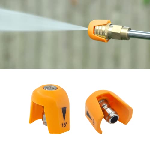 2 Pack Quick Connect Pressure Washer Nozzle Tips - Compatible with Sun Joe SPX 3000 Series & Universal Pressure Washers, Quick Connect Spray Tip Set(15 Degree Nozzle) - Grill Parts America