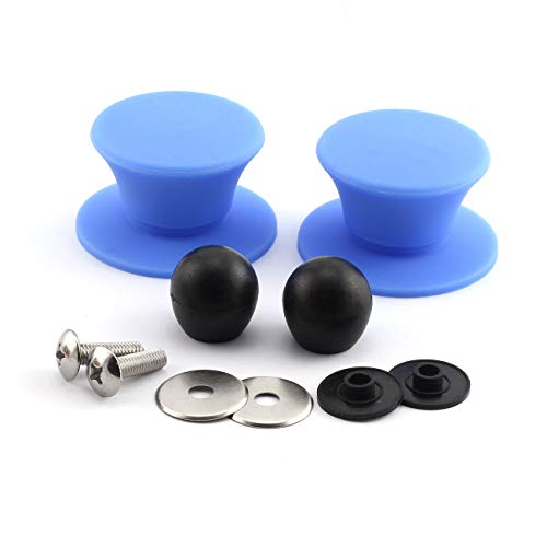 PZRT 2-Pack Universal Pot Lid Cover Knob,Anti-Heat Silicone 2.3 Inch Base Replacement Cookware Pot Lid Handle Circular Handgrip with Screw Nut - Blue - Kitchen Parts America