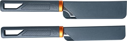 Blackstone 5433 Knife Roll Kit 1 Silicone Prep Mat, Integrated Salt and Pepper Shaker, 1 Large Prep Knife, 1 Small Prep Knife, 1 Containment Tube, Stainless Steel, Chef Travel Roll Bag/Case Orange - Grill Parts America
