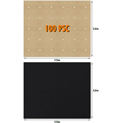 100 PCS Air Fryer Oven Liners, 13 x 12 inch Perforated Rectangular