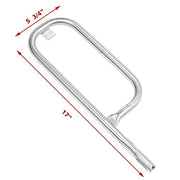 Barbqtime 17 Inch Grill Burner Tube and Cast Iron Cooking Griddle for Weber Q100 Q120 Q1000 Q1200 Baby Q Gas Grill, Stainless Steel Grill Burner Replacement Parts for Weber 41657, 69957, 60040, 6558 - Grill Parts America