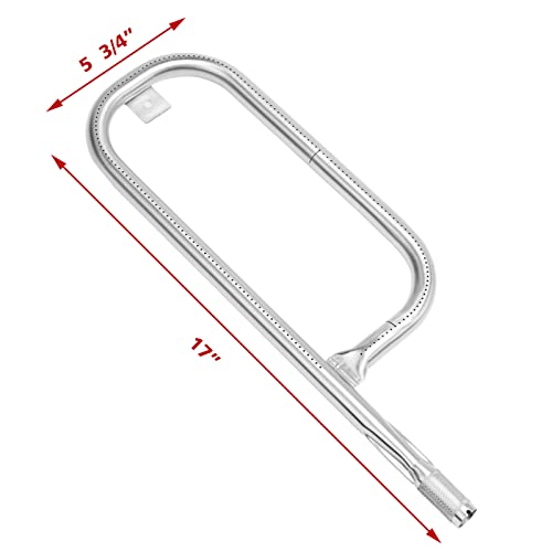 Barbqtime 17 Inch Grill Burner Tube and Cast Iron Cooking Griddle for Weber Q100 Q120 Q1000 Q1200 Baby Q Gas Grill, Stainless Steel Grill Burner Replacement Parts for Weber 41657, 69957, 60040, 6558 - Grill Parts America