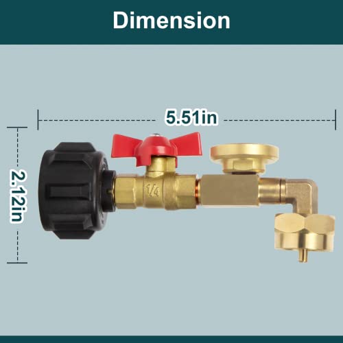 GASPRO Upgraded Propane Refill Adapter with Valve and Gauge, Fill 1 lb Bottles from 20 lb Tank, 90-Degree Elbow Design, Easy to Use, Solid Brass - Grill Parts America