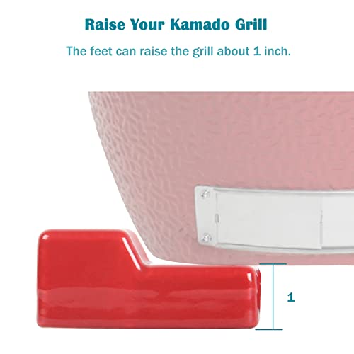 KAMaster Ceramic Grill Feet Shoes Set of 3 for Kamado Grill Accessories Parts Raise Kamado Grill Classic and Big Grill or Primo,Big Green Charcoal Grill Egg For BBQ Grill Table Outdoor and Garden - Grill Parts America